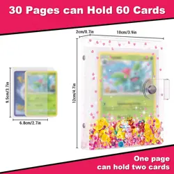 Pink Card Binder for Game Cards & Trading Cards, Holds 60 Cards, 4"X4.5", Pink - Image 4