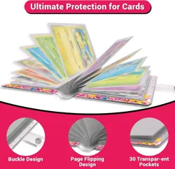 Pink Card Binder for Game Cards & Trading Cards, Holds 60 Cards, 4"X4.5", Pink - Image 5