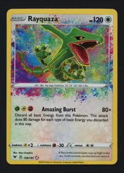 Rayquaza 138/185 SWSH04: Vivid Voltage Holofoil Amazing Rare Pokemon TCG - Image 1