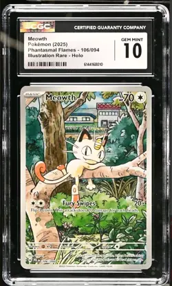 Pokemon Meowth 106/094 IR Illustration Rare Phantasmal Flames CGC 10 GEM MINT - Image 1