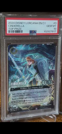 2024 DISNEY LORCANA EN-C1 TOP PRIZE #3 CINDERELLA - STOUTHEARTED PSA 10 - Image 3