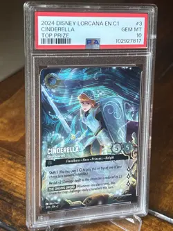 2024 DISNEY LORCANA EN-C1 TOP PRIZE #3 CINDERELLA - STOUTHEARTED PSA 10 - Image 4