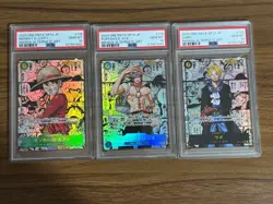 PSA 10 One Piece Comic Parallel Manga Art 3 Card Japanese Holo Luffy Ace Sabo - Image 1