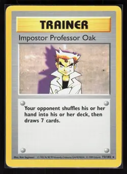Impostor Professor Oak Unlimited Rare Pokemon Base Set (Shadowless) 073/102 MP - Image 1