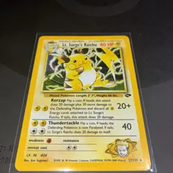 Lt. Surge's Raichu 11/132 Gym Challenge 2000 Holo Rare WOTC Pokemon Has Crease - Image 2