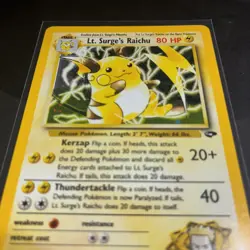 Lt. Surge's Raichu 11/132 Gym Challenge 2000 Holo Rare WOTC Pokemon Has Crease - Image 5