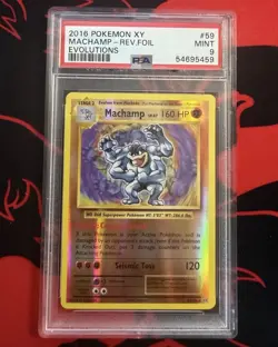 Pokemon Machamp 59/108 Evolutions Reverse Holo Rare PSA 9 2016 - Image 1