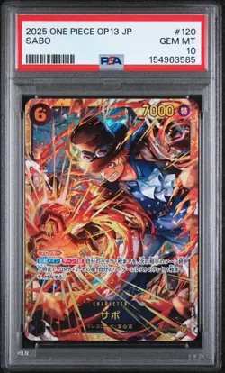 2025 ONE PIECE JAPANESE OP13-CARRYING ON HIS WILL #120 SABO BANDAI NAMCO PSA10 - Image 1