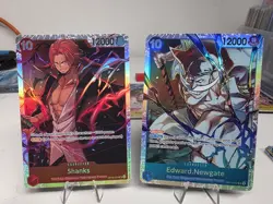 Bandai One Piece Shanks OP09-004 & Edward.Newgate OP13-042 Holo Lot of 2 - Image 1