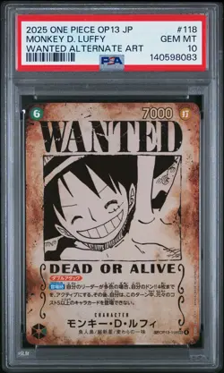 2025 ONE PIECE JAPANESE OP13-CARRYING ON HIS WILL #118 MONKEY D. LUFFY PSA 10 - Image 1