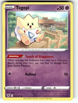 Togepi 055/189 Common Astral Radiance Pokemon Card - NM - Image 1