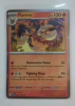 Pokemon Prismatic Evolution - Flareon Holo Rare Card #13 NM+ - Image 1