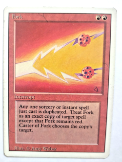 MTG Fork Revised LP Red Instant Vintage Magic Card Amy Weber - Image 1
