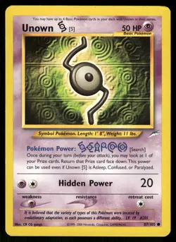 Unown [S] 87/105 Common Neo Destiny Pokemon Unlimited LP - Image 1