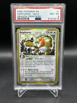 2006 POKEMON EX AMPHAROS HOLO DRAGON FRONTIERS #1 PSA 8 VINTAGE - Image 1