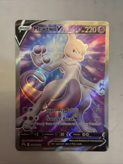 Pokemon Go TCG 2022 Black Star Promo Full Art Holo Mewtwo v SWSH229 - Image 1