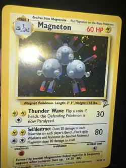 Pokemon TCG Magneton Base Set 2 Holo Unlimited Rare 9/130 NM HUGE SWIRLS - Image 2