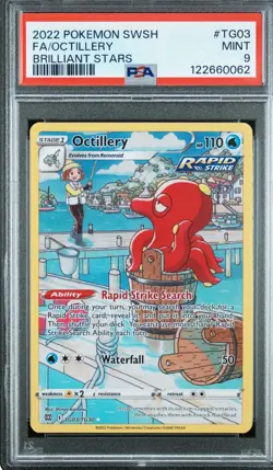 FULL ART!2022 POKEMON SWORD/SHIELD BRILLIANT STARSFULL ART/OCTILLERY #TG03-PSA 9 - Image 1