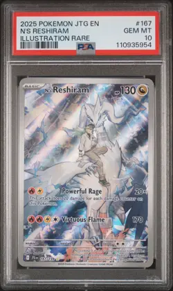 2025 Pokemon N'S RESHIRAM #167/159 Journey Together English PSA 10 Gem Mint - Image 1
