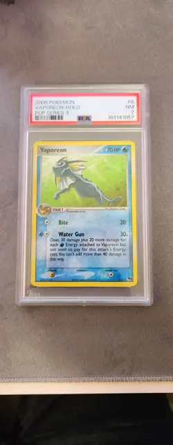PSA 7 Vaporeon 6/17 Pop Series 3 Holo Pokemon - Image 1