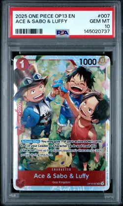 2025 ONE PIECE OP13-CARRYING ON HIS WILL #007 ACE & SABO & LUFFY PSA 10 - Image 1