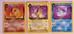 Dark Flareon Jolteon Vaporeon Vintage Pokemon TCG Team Rocket #35 #38 #45 - Image 1