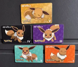 Pokemon EB Games Membership Cards Level I II III IV V Eevee Charizard - Image 1