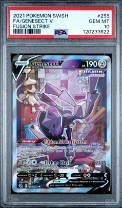 Pokemon SWSH: Fusion Strike Genesect V Alt Art #255 Ultra Rare Holo Card PSA 10 - Image 1