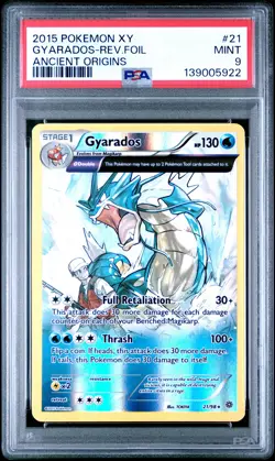 2015 POKEMON XY ANCIENT ORIGINS #21 GYARADOS-REVERSE FOIL PSA 9 - Image 1