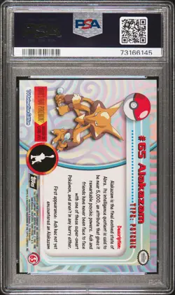 1999 TOPPS POKEMON TV FOIL #65 ALAKAZAM PSA 8 - Image 2