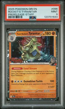 2025 POKEMON DRI EN-DESTINED RIVALS #096 TEAM ROCKET'S TYRANITAR PSA 9 - Image 1
