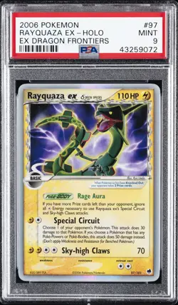 2006 POKEMON EX DRAGON FRONTIERS #97 RAYQUAZA EX-HOLO PSA 9 - Image 1
