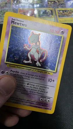 Pokemon Mewtwo Base Set 10/102 Holo Rare 60 HP English Card 1999 - Image 3