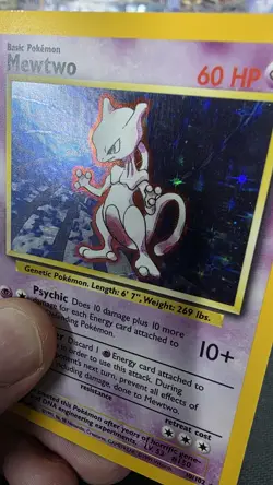 Pokemon Mewtwo Base Set 10/102 Holo Rare 60 HP English Card 1999 - Image 4
