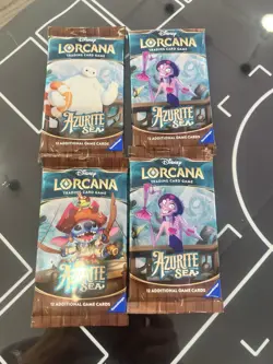 DISNEY Lorcana TCG Azurite Sea Booster Pack 12 Game Cards 4 Bundle Ravensburger - Image 1