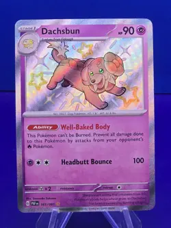 Dachsbun 161/091 - Shiny Holo Rare - Paldean Fates Pokemon Card NM - Image 1