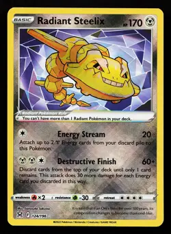Radiant Steelix 124/196 Radiant Rare Lost Origin Pokemon Card - Image 1