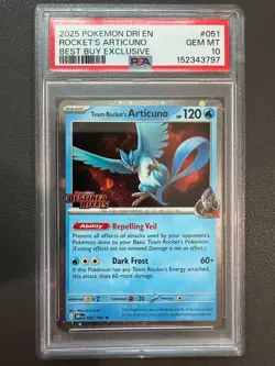 2025 Pokemon SV Team Rocket's Articuno Promos Cosmos Holo #051/182 PSA 10 - Image 1