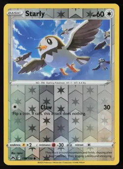 Starly 110/159 Common Crown Zenith Pokemon Reverse Holo Near Mint - Image 1