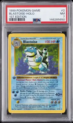 1999 POKEMON GAME 1ST EDITION #2 BLASTOISE-HOLO PSA 7 - Image 1