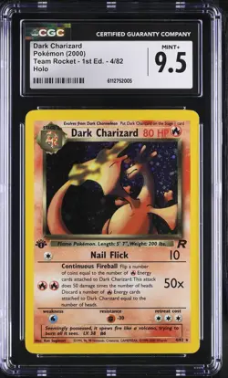 DARK CHARIZARD 4/82 HOLO TEAM ROCKET - 1ST ED. POKEMON CGC 9.5 MINT+ - Image 1