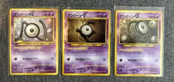 Unown x 3 No. 201 (N, O, E) - 2000 Japanese Pokemon Neo Premium File 2 - NM - Image 1