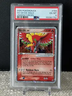 Pokemon EX Unseen Forces Ho-Oh #104 Cosmos Holo 2005 PSA 6 Pop 95 - Image 1