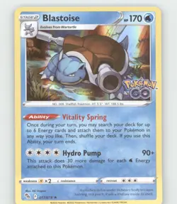 BLASTOISE 017/078 HOLO RARE POKEMON GO POKEMON HOLO NEAR MINT - Image 2