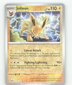 JOLTEON 135/165 RARE 151 POKEMON REVERSE HOLO NEAR MINT - Image 2