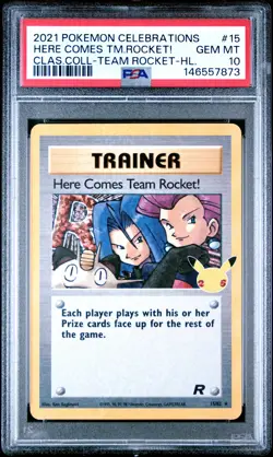 HERE COMES TEAM ROCKET! HOLO 15/82 Pokemon PSA 10 - Image 1