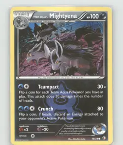 TEAM AQUA'S MIGHTYENA 18/34 COMMON DOUBLE CRISIS POKEMON LIGHTLY PLAYED - Image 2