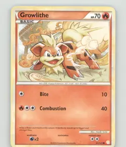 GROWLITHE 65/123 COMMON HEARTGOLD & SOULSILVER POKEMON LIGHTLY PLAYED - Image 2
