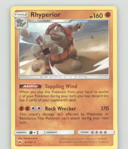 RHYPERIOR 67/147 HOLO RARE BURNING SHADOWS POKEMON LIGHTLY PLAYED - Image 2