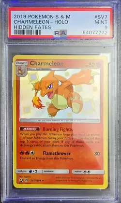 2019 Pokemon SUN & MOON HIDDEN FATES #SV7 CHARMELEON-HOLO ***PSA 9*** - Image 1